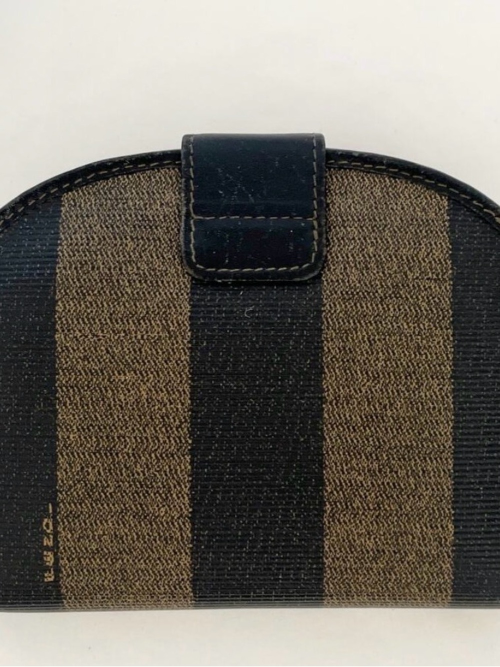 FENDI Penquin Strips Vintage Wallet Purse Canvas Leather Brown - Picture 3 of 8